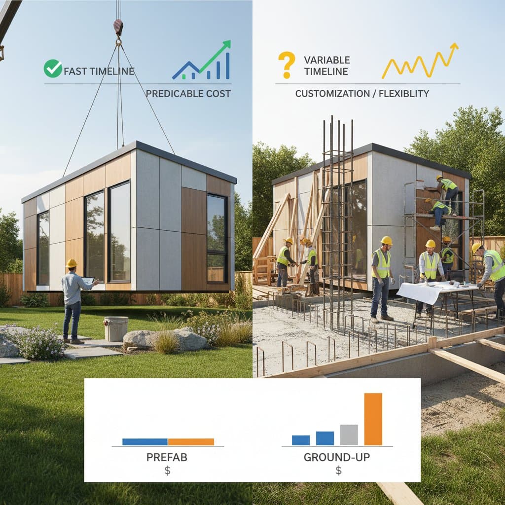 Featured image for Prefab vs Ground-Up ADUs: Real 2026 Cost Breakdown